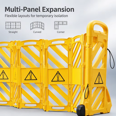quality BARRIÈRE DE SÉCURITÉ ROUTIÈRE PLIANTE ET ROULANTE ROADSAFE Longueur 3900 mm Barricade de confinement routier rétractable pour la construction routière factory