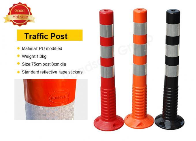 Avertissement de sécurité routière extérieur de 75 cm Pointe d'avertissement de circulation en plastique PU durable 3