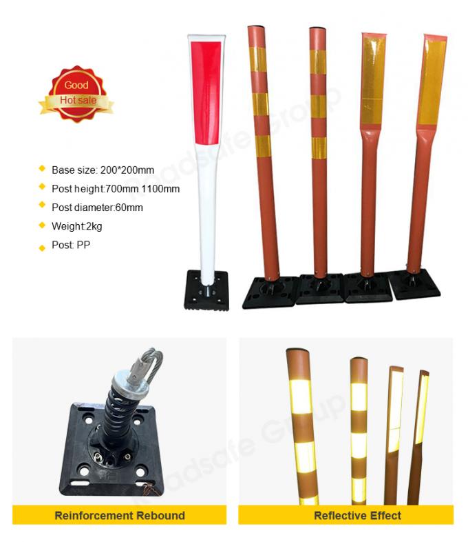 Avertissement de sécurité routière extérieur de 75 cm Pointe d'avertissement de circulation en plastique PU durable 4