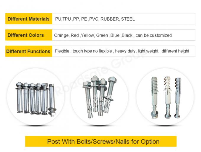 Avertissement de sécurité routière extérieur de 75 cm Pointe d'avertissement de circulation en plastique PU durable 8