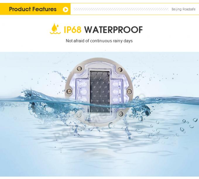 L'aluminium rond clignotant LED incrusté œil de chat sans fil sous-sol de la chaussée de marquage de la lumière de la route solaire 2