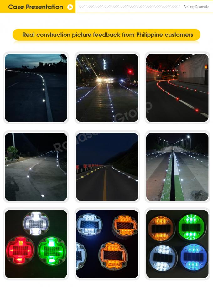 L'aluminium rond clignotant LED incrusté œil de chat sans fil sous-sol de la chaussée de marquage de la lumière de la route solaire 5